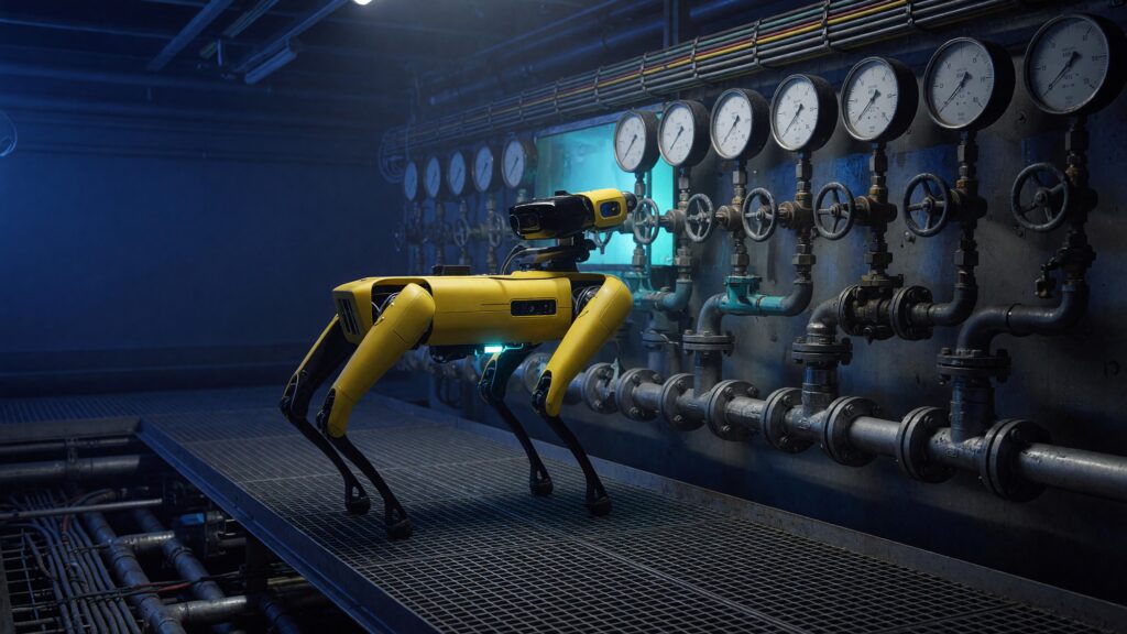 Boston Dynamics Spot robot running Gemini reasoning to read a gauge