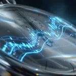 Chrome stopwatch reflecting rising chart lines, AI-generated illustration